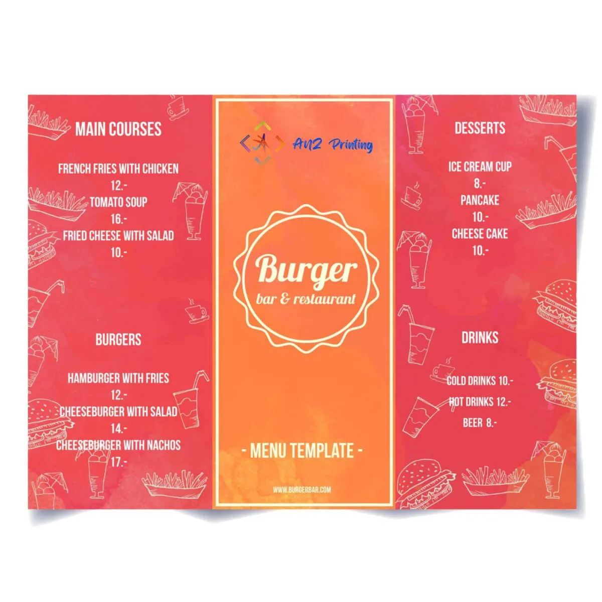 Folded TakeAway Menu